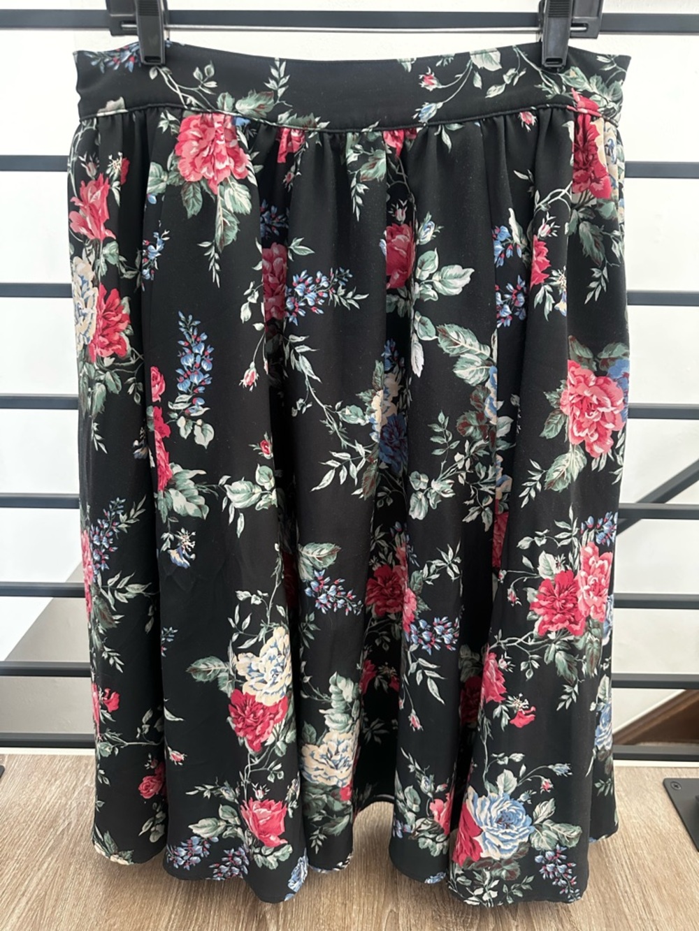 Vixen by Micheline Pitt Black Rose Floral Skirt